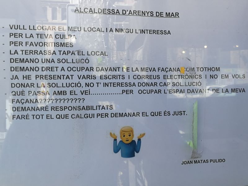 one of the protest notices in the premises below us in Arenys de Mar