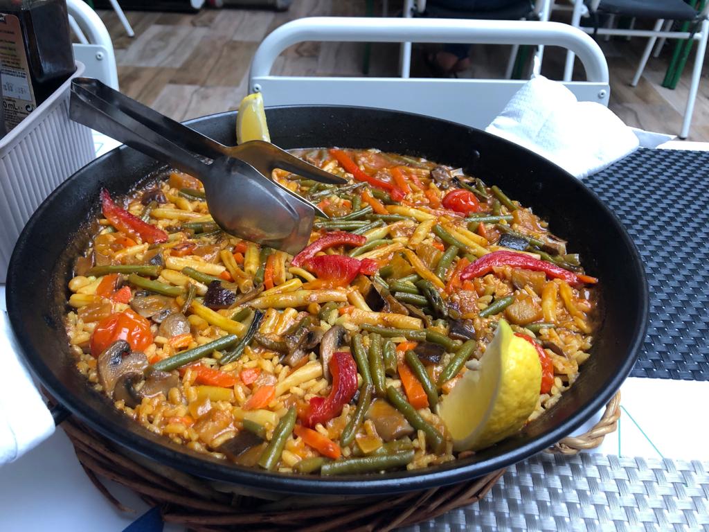 vegetable paella in Casabella restaurant in Malgrat de Mar
